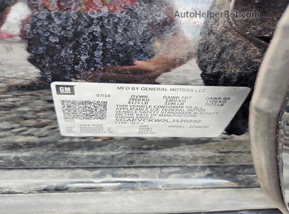 5GAEVCKW2LJ120232 2020 BUICK ENCLAVE Black VIN sticker view