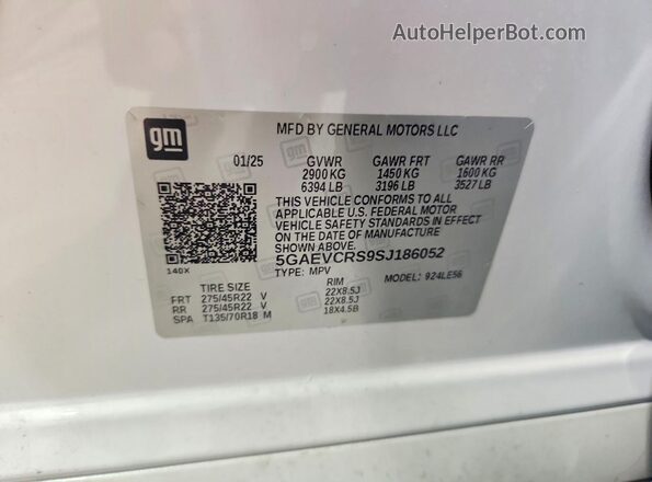 5GAEVCRS9SJ186052 2025 BUICK ENCLAVE White სალონის 360-გრადუსიანი ხედი