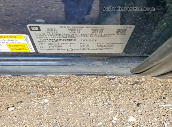 5GAKRAKD4HJ238218 2017 BUICK ENCLAVE Blue Engine compartment view