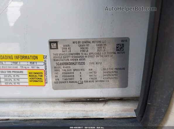5GAKRBKD6HJ115235 2017 BUICK ENCLAVE White Շարժիչի բաժամունքի տեսք