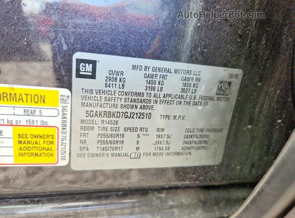 5GAKRBKD7GJ212510 2016 BUICK ENCLAVE Gray Շարժիչի բաժամունքի տեսք