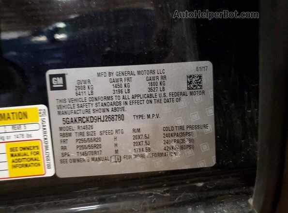 5GAKRCKD9HJ268780 2017 BUICK ENCLAVE Черный Вид подкапотного пространства