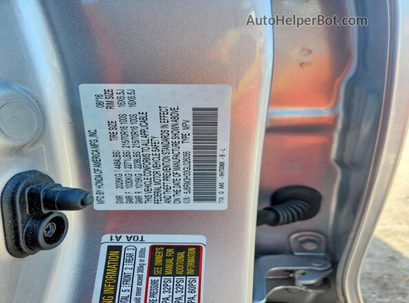 5J6RM3H33GL026056 2016 HONDA CR-V Silver Vista de la etiqueta del VIN