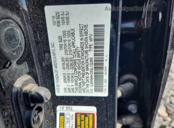 5J6RM4H33GL132366 2016 HONDA CR-V Black Engine compartment view