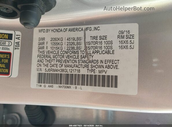5J6RM4H38GL121718 2016 HONDA CR-V Серебряный Вид подкапотного пространства