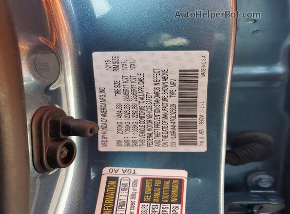 5J6RM4H47GL025829 2016 HONDA CR-V Blue VIN sticker view