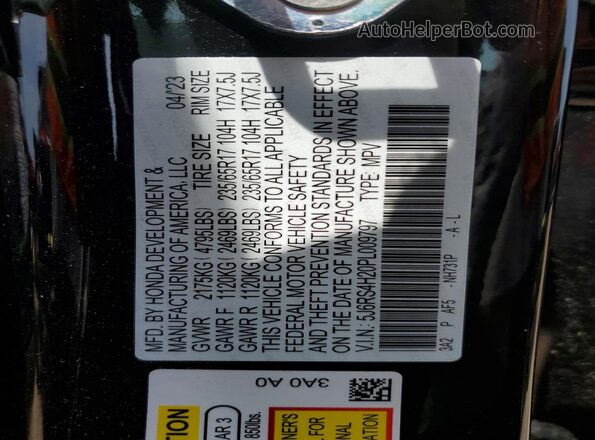 5J6RS4H20PL009797 2023 HONDA CR-V Black Սալոնի 360 աստիճան տեսք