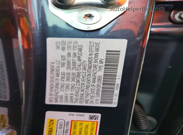 5J6RS4H29PL008650 2023 HONDA CR-V Charcoal Widok naklejki z numerem VIN