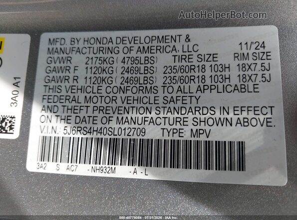 5J6RS4H40SL012709 2025 HONDA CR-V Silver Вид підкапотного простору