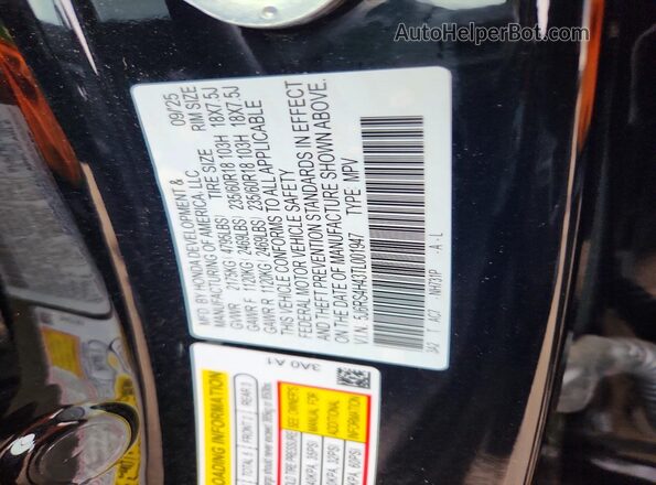 5J6RS4H43TL001947 2026 HONDA CR-V Black Vista del compartimento del motor
