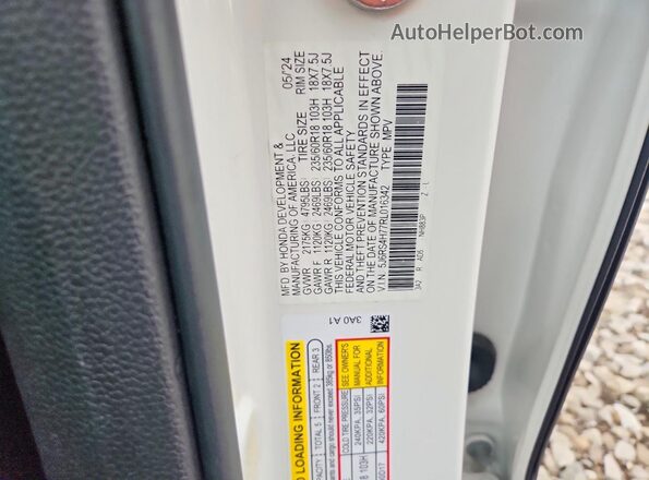 5J6RS4H77RL016342 2024 HONDA CR-V White ძრავის განყოფილების ხედი