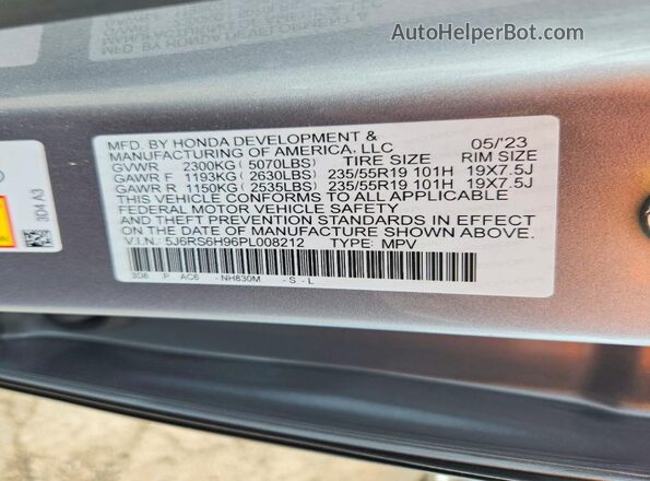 5J6RS6H96PL008212 2023 HONDA CR-V Серебряный Вид подкапотного пространства