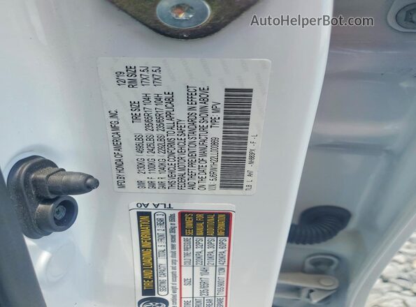 5J6RW1H22LL000869 2020 HONDA CR-V White Vista del compartimento del motor