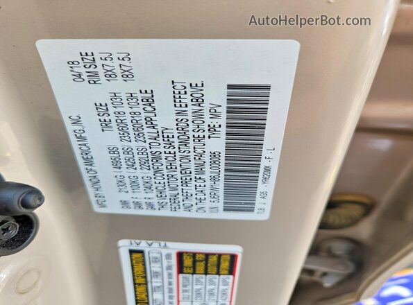 5J6RW1H86JL008085 2018 HONDA CR-V Tan Widok naklejki z numerem VIN