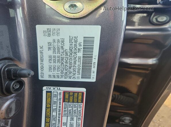 5J6RW2H2XLL003363 2020 HONDA CR-V Gray Engine compartment view