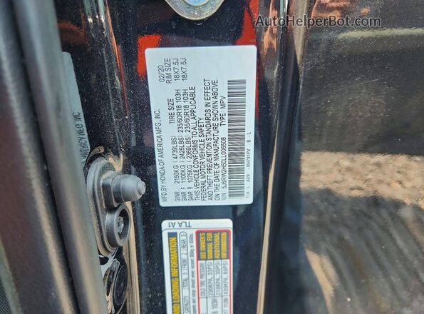 5J6RW2H50LL006508 2020 HONDA CR-V Black Vista del compartimento del motor