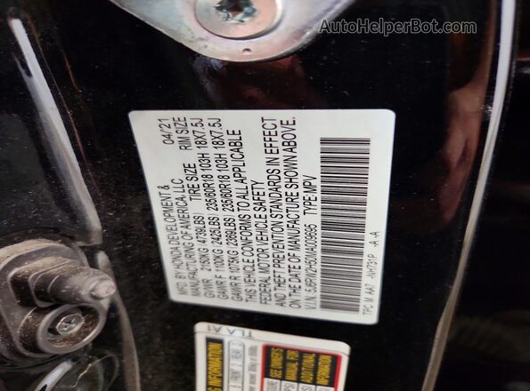 5J6RW2H50MA009695 2021 HONDA CR-V Black Vista interior de 360 grados