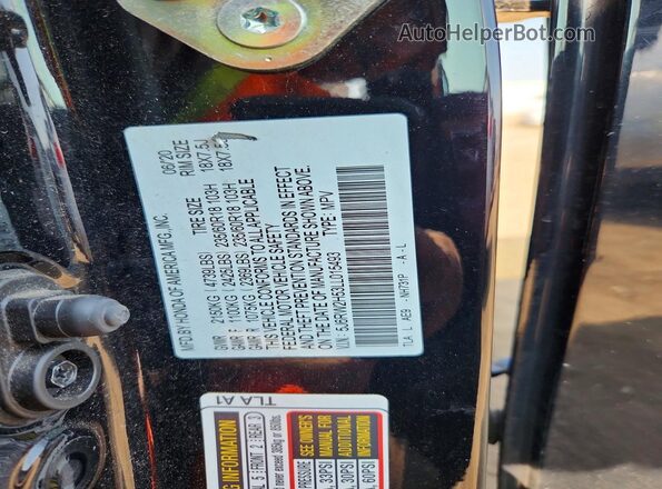 5J6RW2H53LL015493 2020 HONDA CR-V Black Vista de la etiqueta del VIN