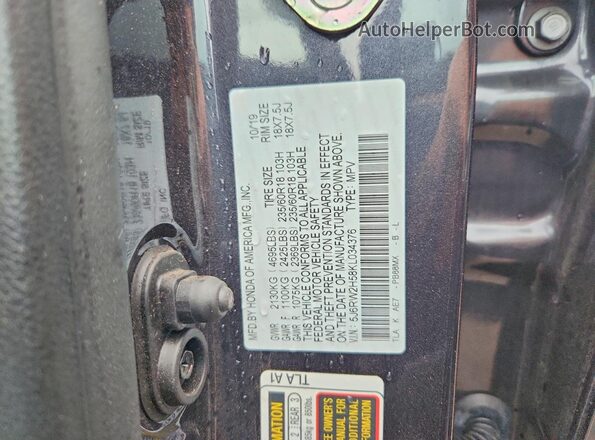 5J6RW2H58KL034376 2019 HONDA CR-V Blue Вид підкапотного простору