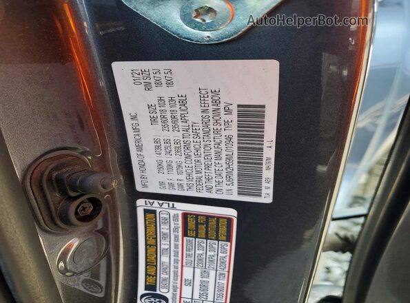 5J6RW2H59ML010946 2021 HONDA CR-V Gray Widok naklejki z numerem VIN