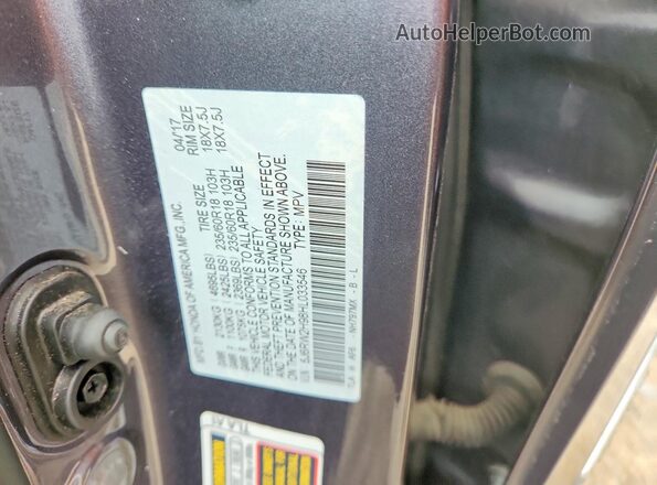 5J6RW2H98HL033546 2017 HONDA CR-V Silver VIN կոդի պիտակի տեսք