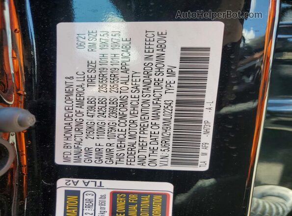 5J6RW2H9XML022543 2021 HONDA CR-V Black Панорамний вид салону 360°