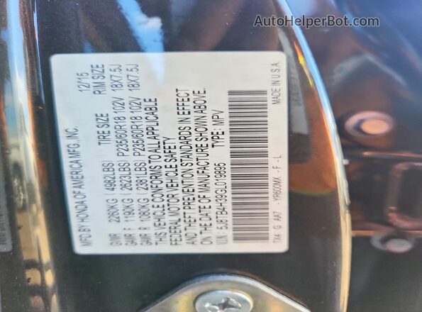 5J8TB4H39GL019895 2016 ACURA RDX Black Вид підкапотного простору