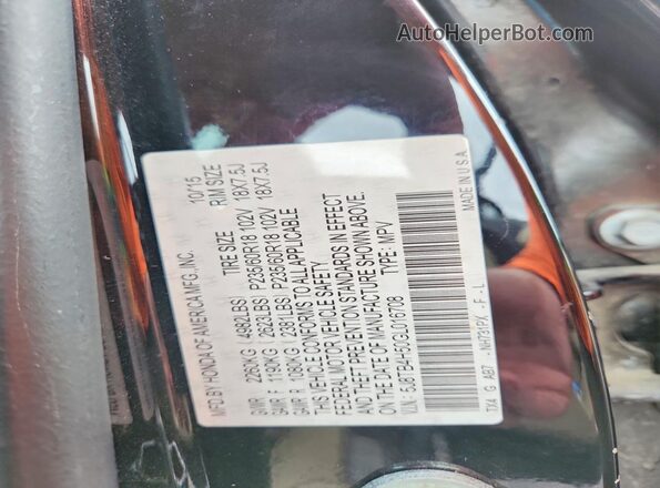 5J8TB4H50GL016708 2016 ACURA RDX Черный Вид наклейки с VIN-кодом
