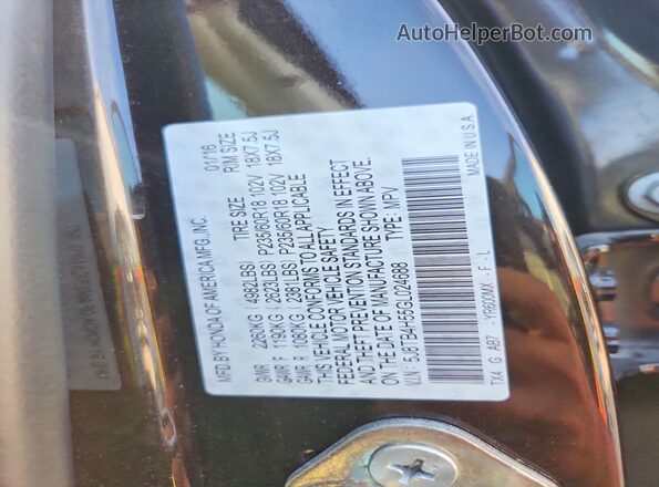 5J8TB4H55GL024688 2016 ACURA RDX Brown VIN sticker view