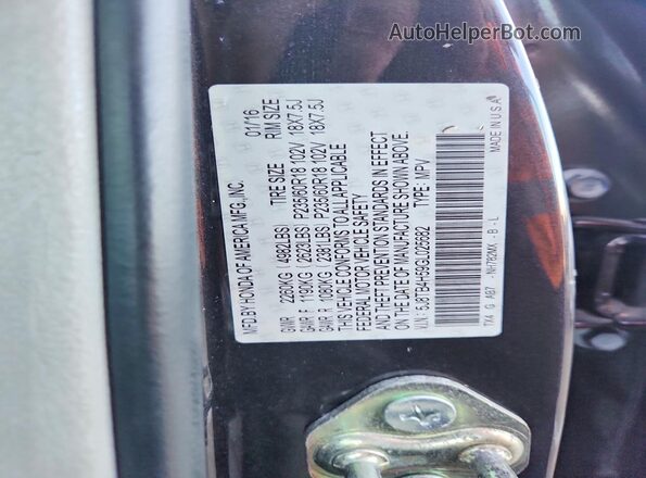 5J8TB4H59GL025682 2016 ACURA RDX Gray Vista de la etiqueta del VIN