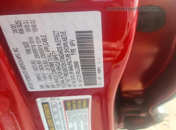 5J8TC2H39LL039995 2020 ACURA RDX Красный Вид наклейки с VIN-кодом