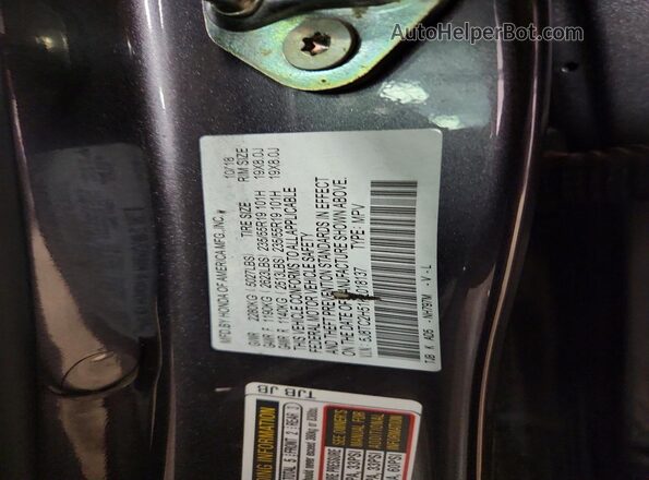 5J8TC2H51KL018137 2019 ACURA RDX Gray Vista de la etiqueta del VIN