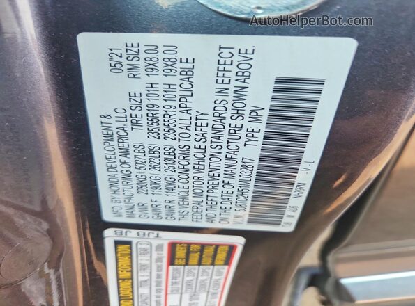 5J8TC2H51ML032817 2021 ACURA RDX Gray Engine compartment view