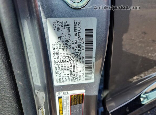 5J8TC2H51PL002849 2023 ACURA RDX Silver VIN sticker view