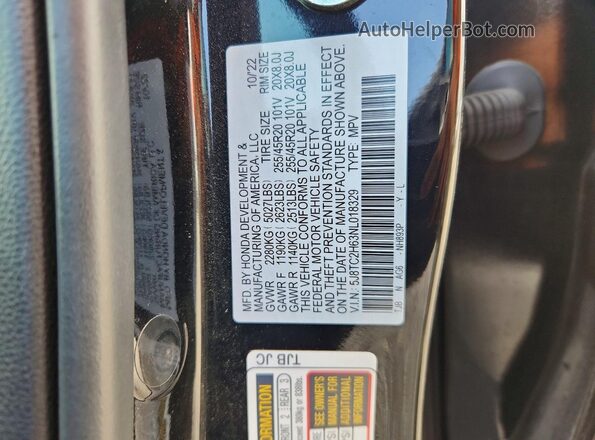 5J8TC2H63NL018329 2022 ACURA RDX Black Widok naklejki z numerem VIN