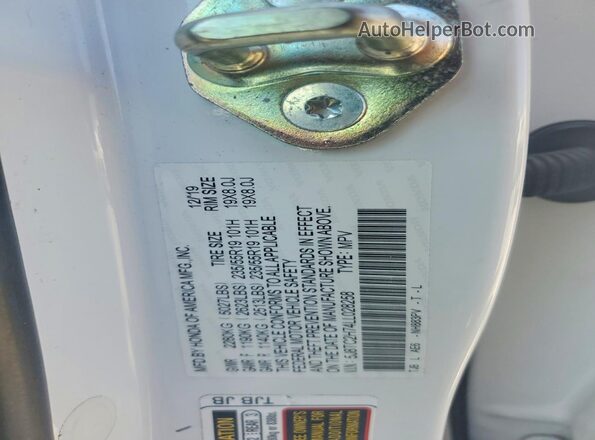 5J8TC2H74LL028258 2020 ACURA RDX White Вид підкапотного простору