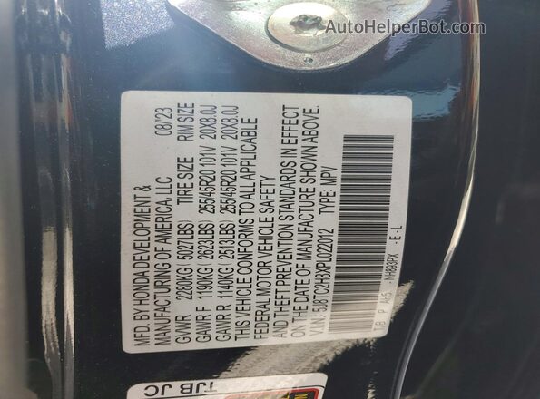 5J8TC2H8XPL022012 2023 ACURA RDX White VIN sticker view