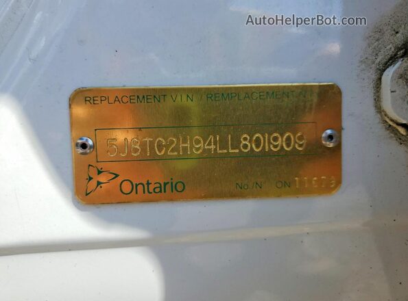 5J8TC2H94LL801909 2020 ACURA RDX White Engine compartment view