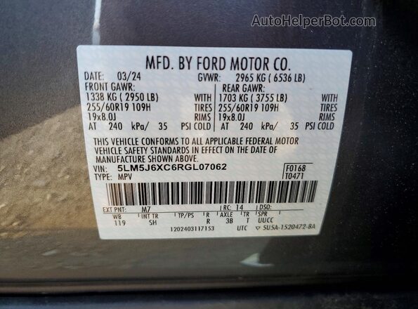5LM5J6XC6RGL07062 2024 LINCOLN AVIATOR Silver 360 interior view