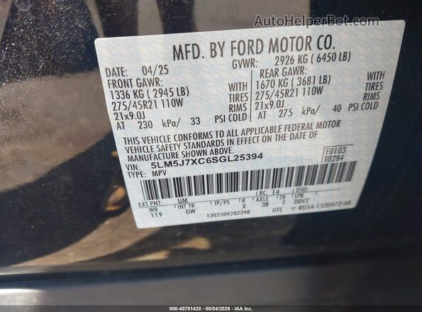 5LM5J7XC6SGL25394 2025 LINCOLN AVIATOR Black Շարժիչի բաժամունքի տեսք