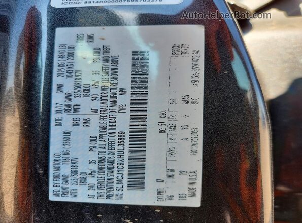 5LMCJ1C9XHUL35869 2017 LINCOLN MKC Gray VIN sticker view