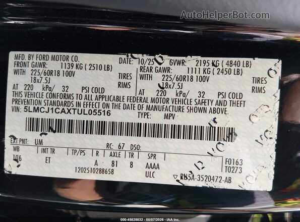 5LMCJ1CAXTUL05516 2026 LINCOLN CORSAIR Black Widok komory silnika