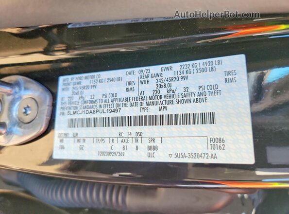 5LMCJ1DA8PUL19497 2023 LINCOLN CORSAIR Black სალონის 360-გრადუსიანი ხედი