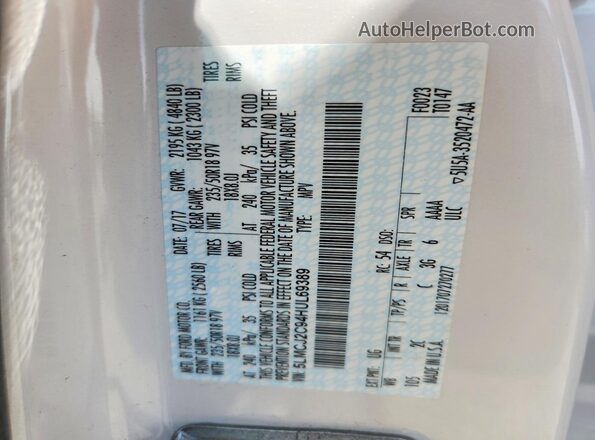 5LMCJ2C94HUL69389 2017 LINCOLN MKC White Widok wnętrza 360 stopni