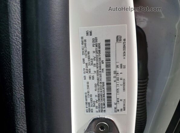 5LMCJ2C94LUL07600 2020 LINCOLN CORSAIR White Widok naklejki z numerem VIN