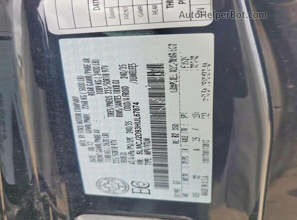 5LMCJ2D93HUL67874 2017 LINCOLN MKC Black VIN sticker view