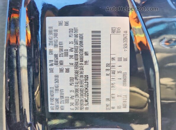 5LMCJ2D93KUL01820 2019 LINCOLN MKC Black Vista interior de 360 grados