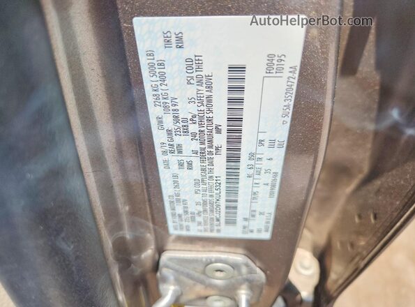 5LMCJ2D97KUL53211 2019 LINCOLN MKC Tan Vista interior de 360 grados