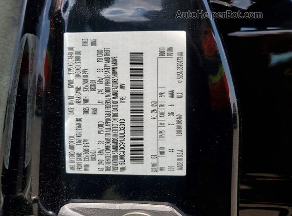 5LMCJ3C91JUL32313 2018 LINCOLN MKC Черный Вид наклейки с VIN-кодом