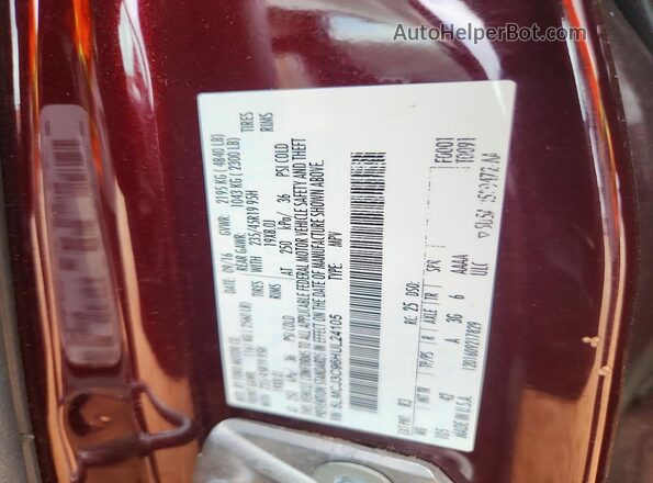5LMCJ3C96HUL24105 2017 LINCOLN MKC Burgundy Вид наклейки з VIN-кодом